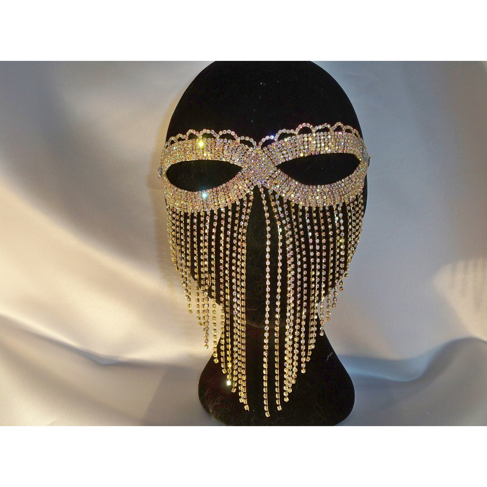 Harem Mask Ab Rhinestone Dangle Costume Masquerade Cosplay Bridal Mask